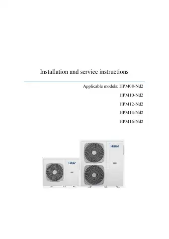 Haier HPM08-Nd2 Installation And Service Instructions Manual first page preview
