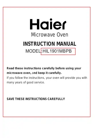 Haier HIL1901MBPB Instruction Manual first page preview