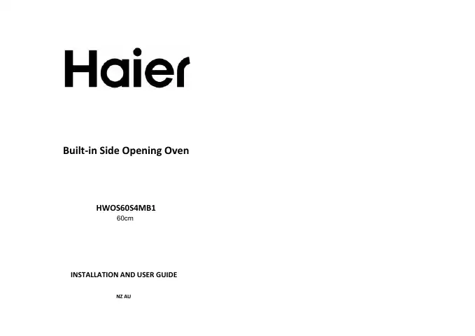 Haier HWOS60S4MB1 Installation And User Manual first page preview