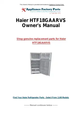 Haier HTF18GAARVS User Manual first page preview