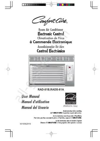 Haier Comfort-Aire RAD-81B User Manual first page preview
