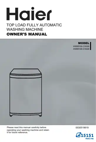 Haier HWM100-316S6 Owner's Manual first page preview